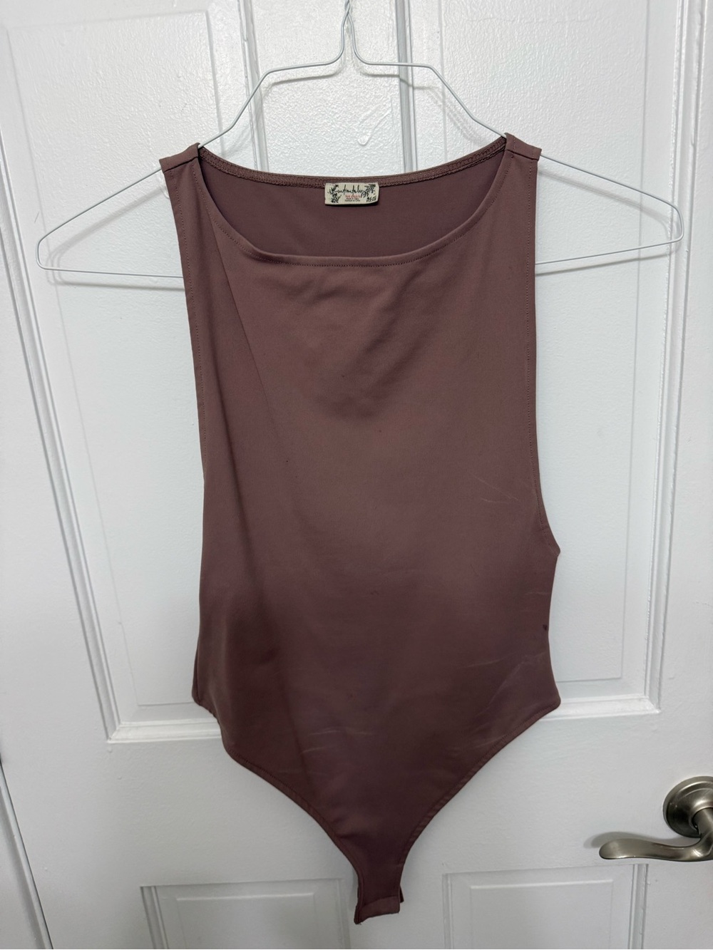 Free People Slim Fit Dark Taupe Sleeveless Bodysuit